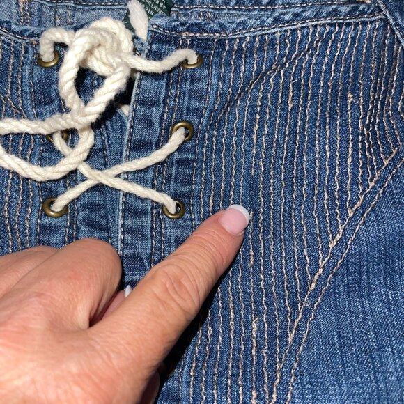 Lauren Jeans Co Vintage Womens Dress Size 4 Blue Corset Front Denim Pure Cotton - Picture 7 of 13